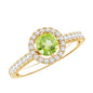 Genuine Half Carat Peridot Engagement Ring with Diamond Halo