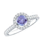 Natural Tanzanite and Diamond Promise Ring for Engagement