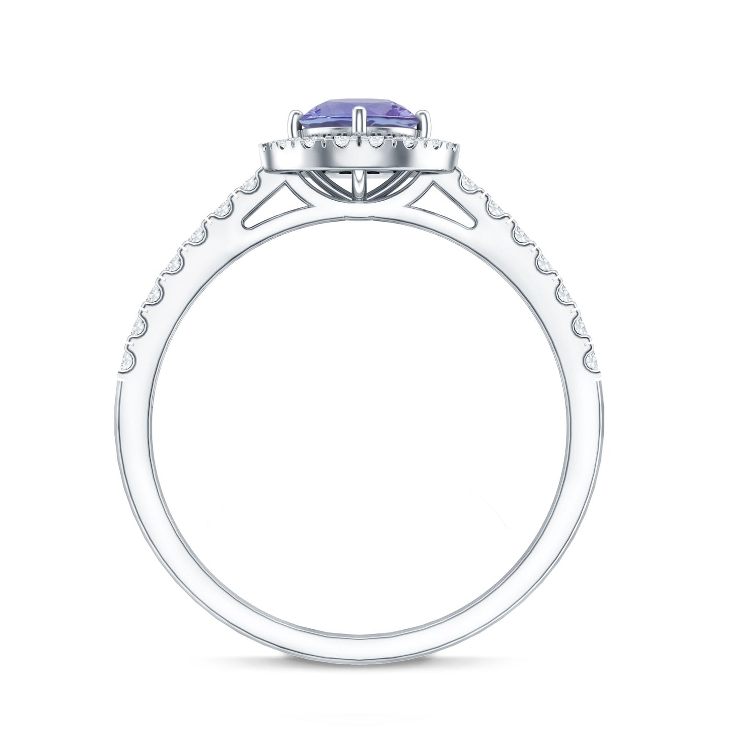 Natural Tanzanite and Diamond Promise Ring for Engagement