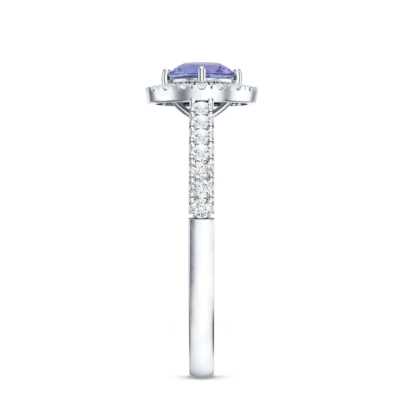 Natural Tanzanite and Diamond Promise Ring for Engagement