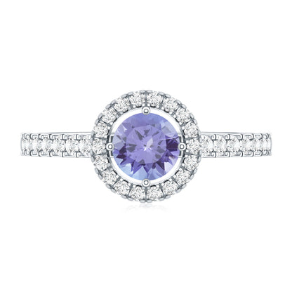 Natural Tanzanite and Diamond Promise Ring for Engagement