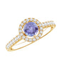 Natural Tanzanite and Diamond Promise Ring for Engagement