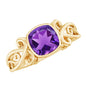 Vintage Style 2 Carat Amethyst Cushion Cut Engagement Ring in Bezel Set