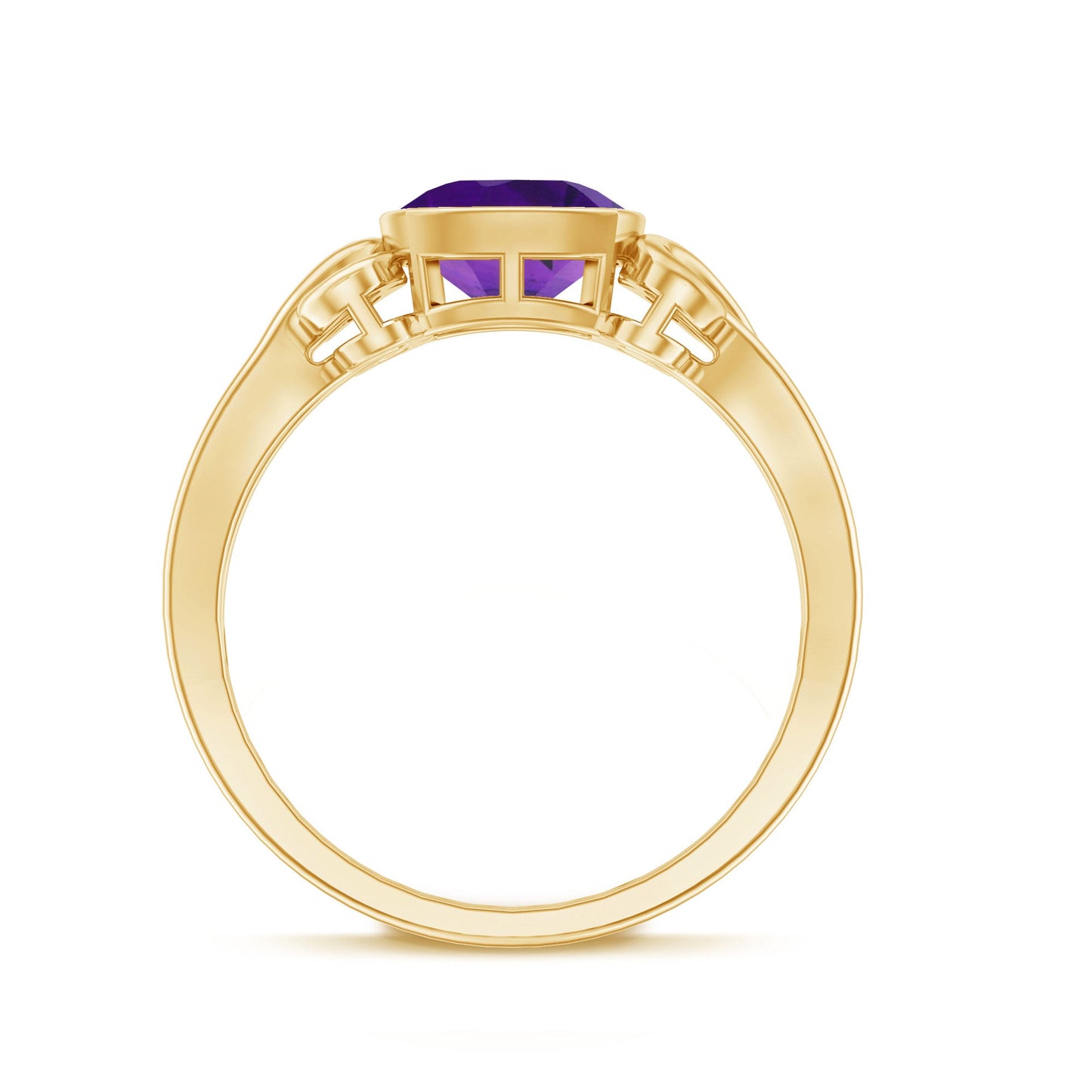 Vintage Style 2 Carat Amethyst Cushion Cut Engagement Ring in Bezel Set