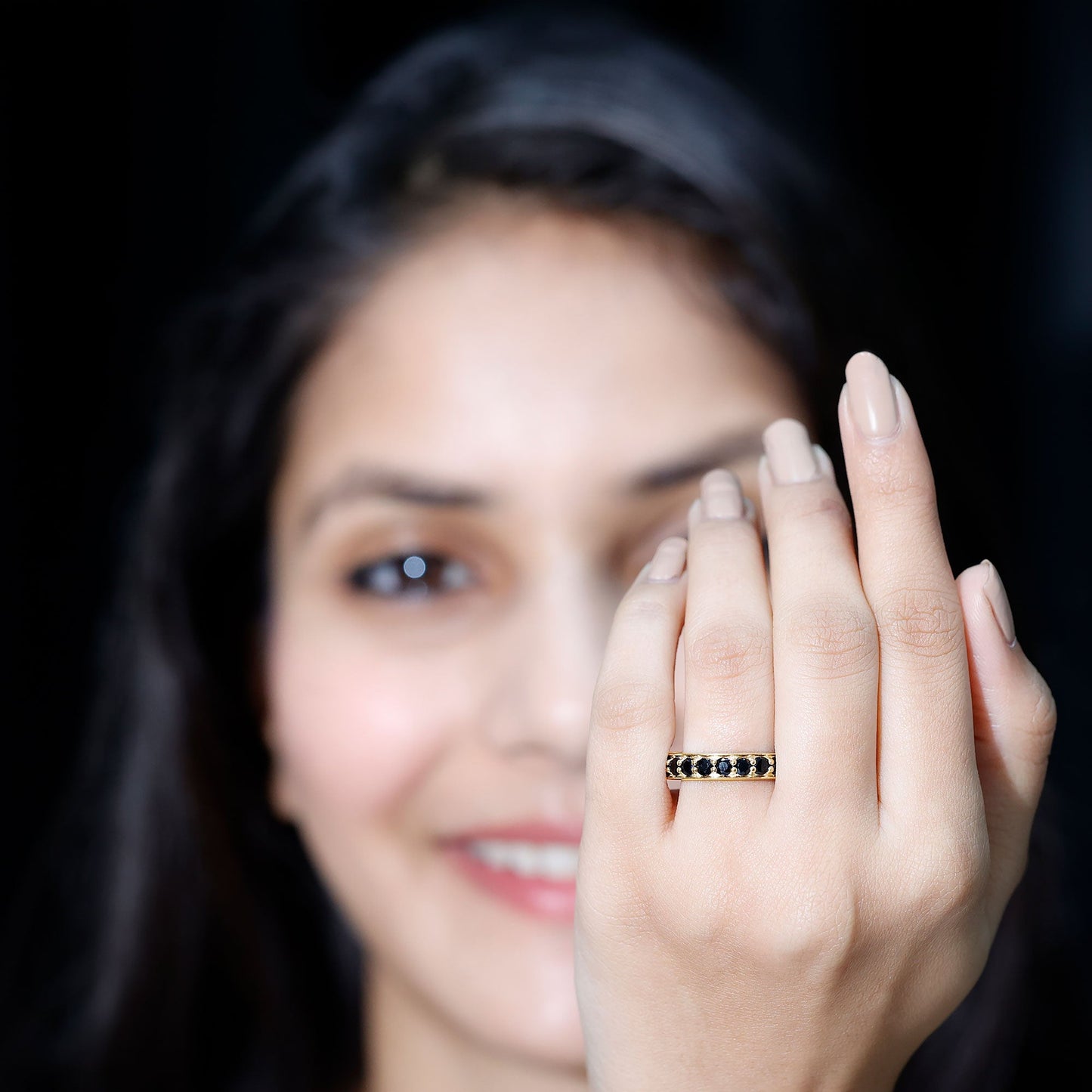 Certified Lab Grown Black Diamond Full Eternity Band Ring for Women