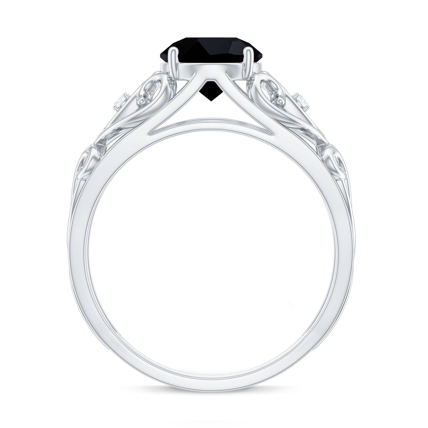 Vintage Inspired Black Onyx Filigree Engagement Ring