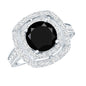 Certified 2 Carat Lab Grown Black Diamond Double Halo Engagement Ring with Moissanite