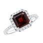 Natural 3.3 Carat Garnet Asscher Cut Engagement Ring with Diamond Halo