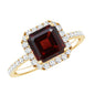 Natural 3.3 Carat Garnet Asscher Cut Engagement Ring with Diamond Halo