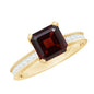 Natural 3.3 Carat Asscher Cut Garnet Engagement Ring with Diamond Side Stones