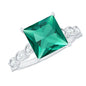 Certified 2.4 Carat Lab Grown Emerald Princess Cut Engagement Ring With Diamonds