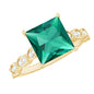 Certified 2.4 Carat Lab Grown Emerald Princess Cut Engagement Ring With Diamonds