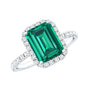 Octagon Cut Lab Grown Emerald Engagement Ring with Diamond