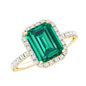 Octagon Cut Lab Grown Emerald Engagement Ring with Diamond