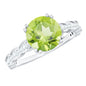 Real 2 Carat Peridot Solitaire Engagement Ring with Diamond Side Stones