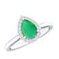 Real Emerald Teardrop Engagement Ring with Diamond Halo
