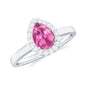 1.6 Carat Pear Shape Pink Tourmaline Ring with Diamond Halo