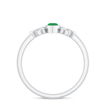 Marquise Cut Natural Emerald Celtic Engagement Ring in Bezel Setting
