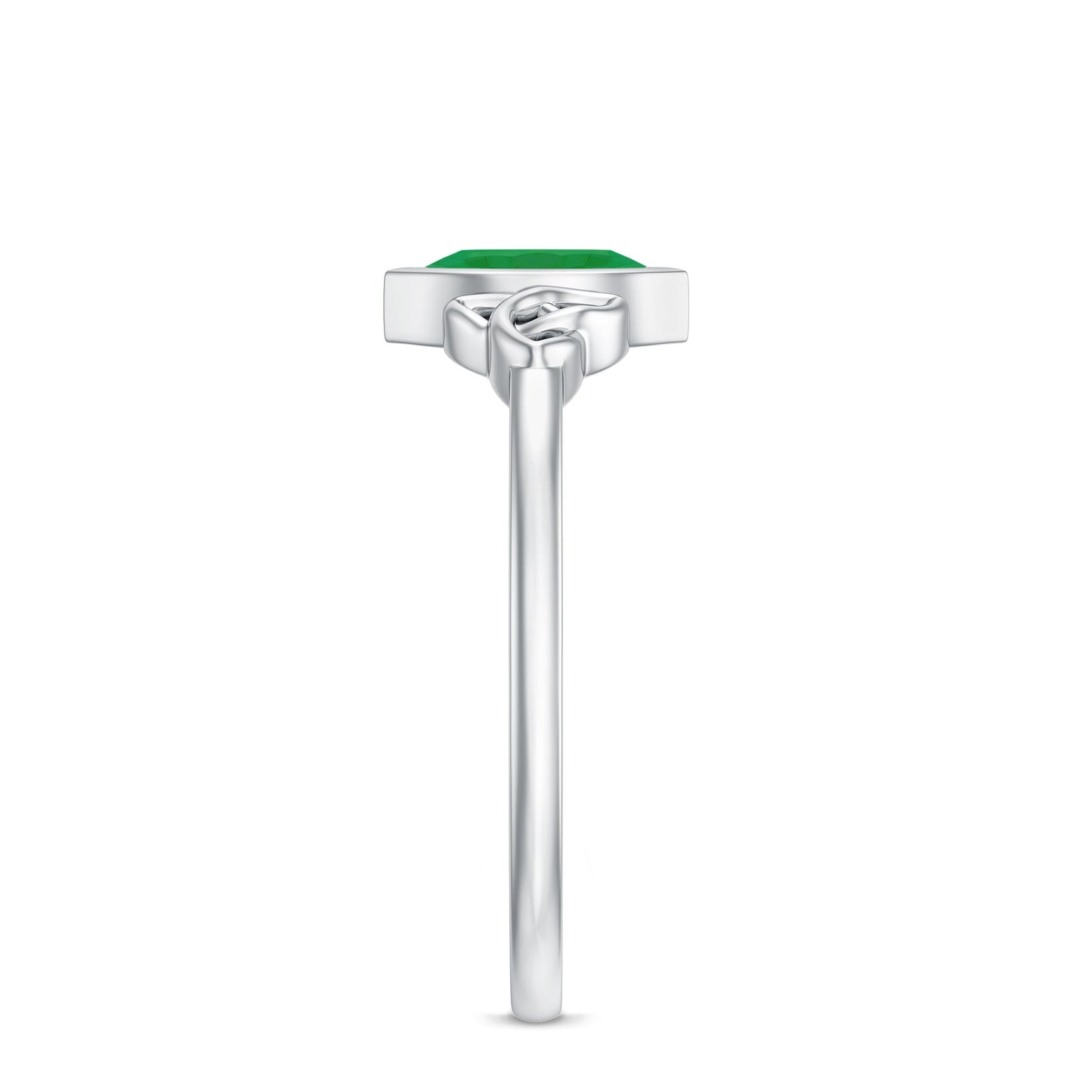 Marquise Cut Natural Emerald Celtic Engagement Ring in Bezel Setting