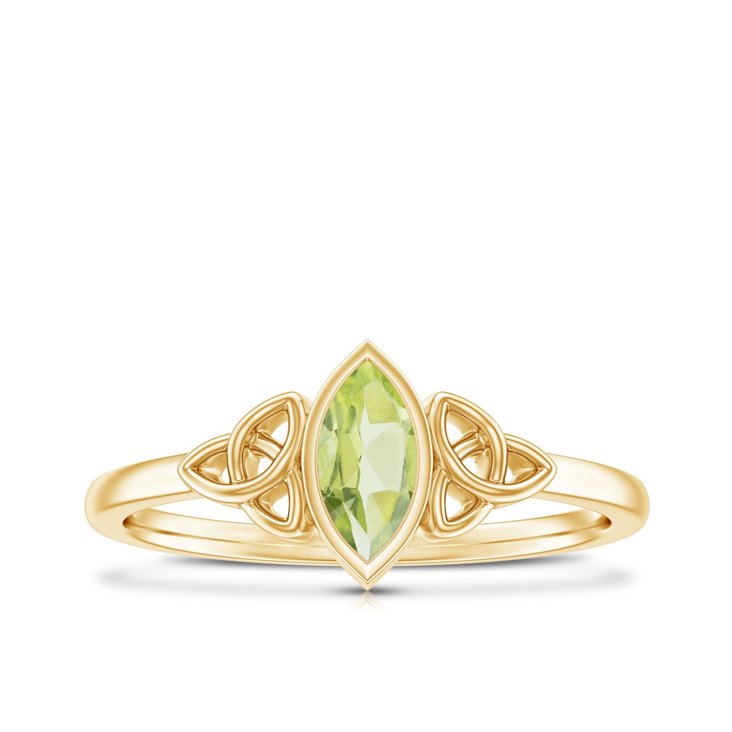 Natural 0.7 Carat Marquise Peridot Promise Ring with Celtic Knot