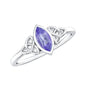 Natural Bezel Set Marquise Tanzanite Promise Ring with Celtic Knot