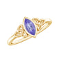 Natural Bezel Set Marquise Tanzanite Promise Ring with Celtic Knot