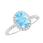 Classic Aquamarine Oval Engagement Ring with Diamond Halo
