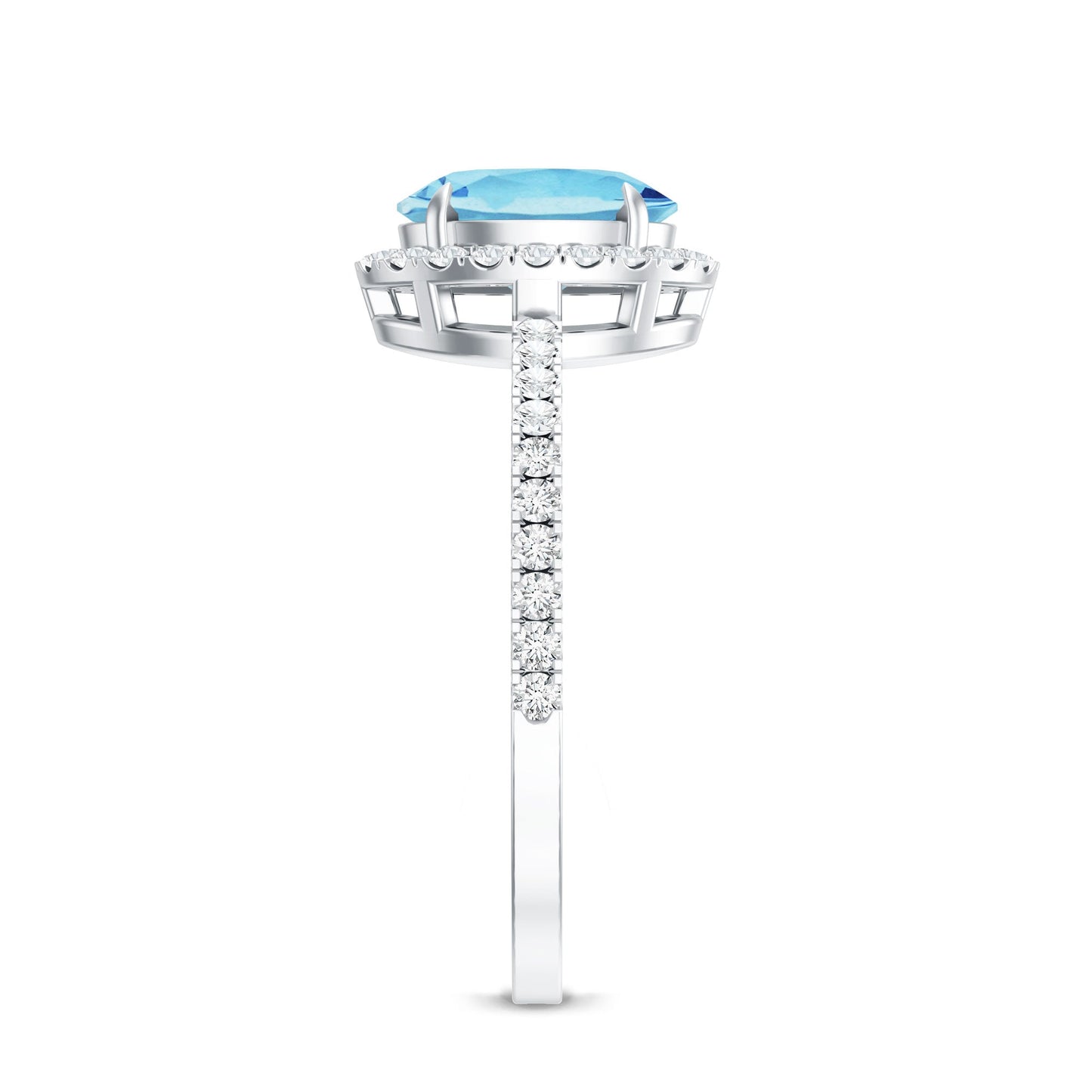 Classic Aquamarine Oval Engagement Ring with Diamond Halo
