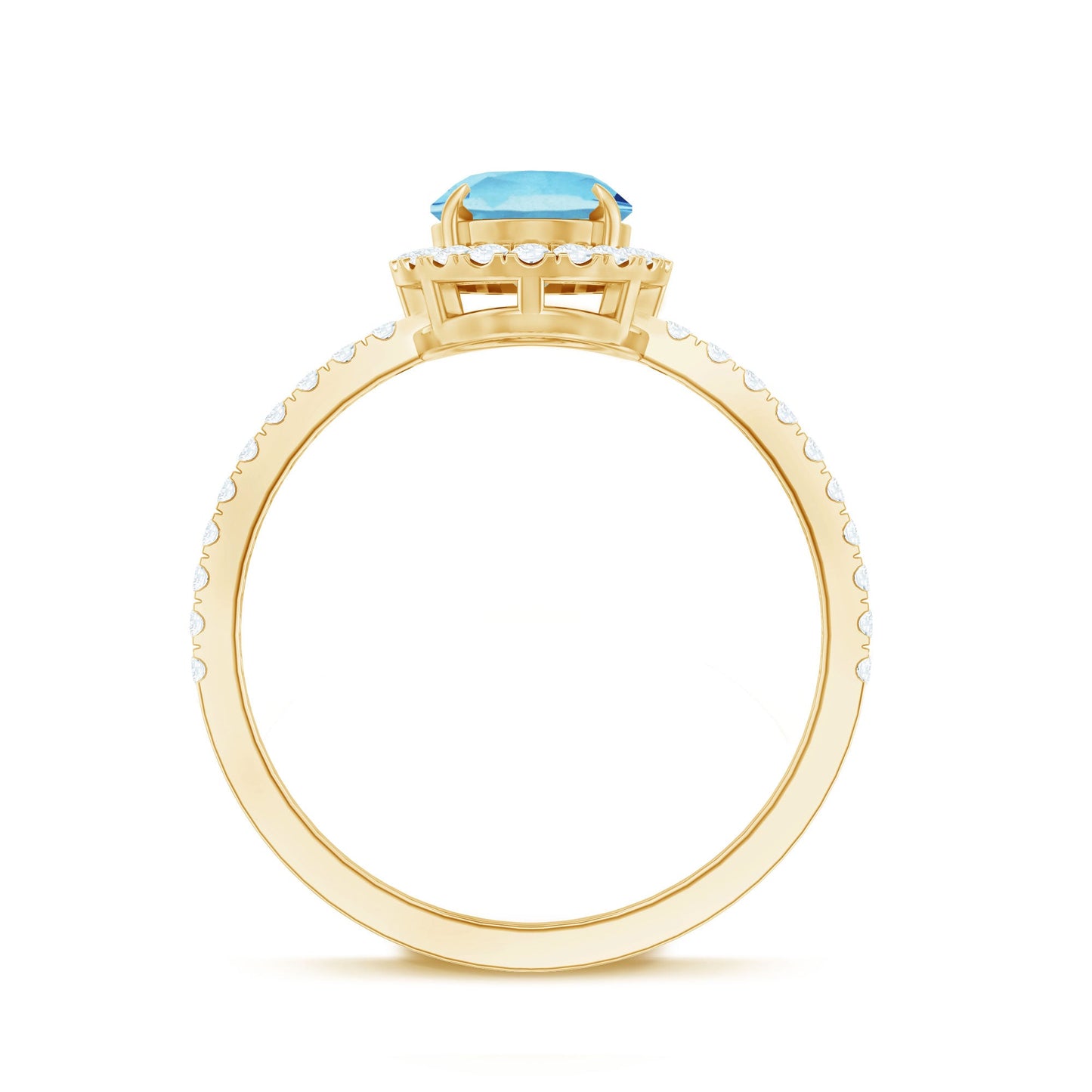 Classic Aquamarine Oval Engagement Ring with Diamond Halo