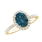 Oval 1 Carat London Blue Topaz Halo Engagement Ring