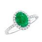 Genuine 6X8MM Oval Emerald Engagement Ring with Diamond Halo