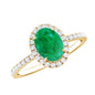 Genuine 6X8MM Oval Emerald Engagement Ring with Diamond Halo