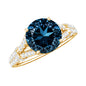 Natural London Blue Topaz Split Shank Engagement Ring