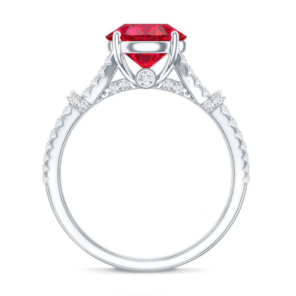 Lab Created Ruby and Diamond Split Shank Engagement Ring