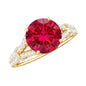 Lab Created Ruby and Diamond Split Shank Engagement Ring