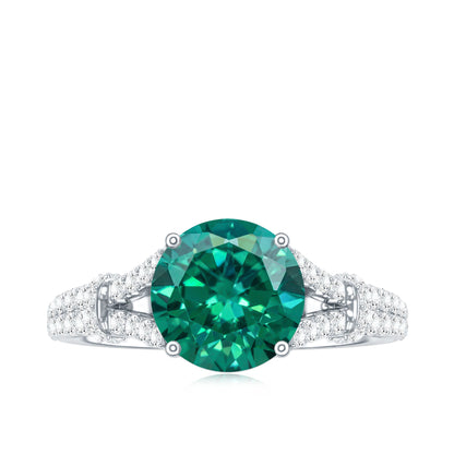 Classic Lab Grown Emerald Diamond Engagement Ring with Split Shank