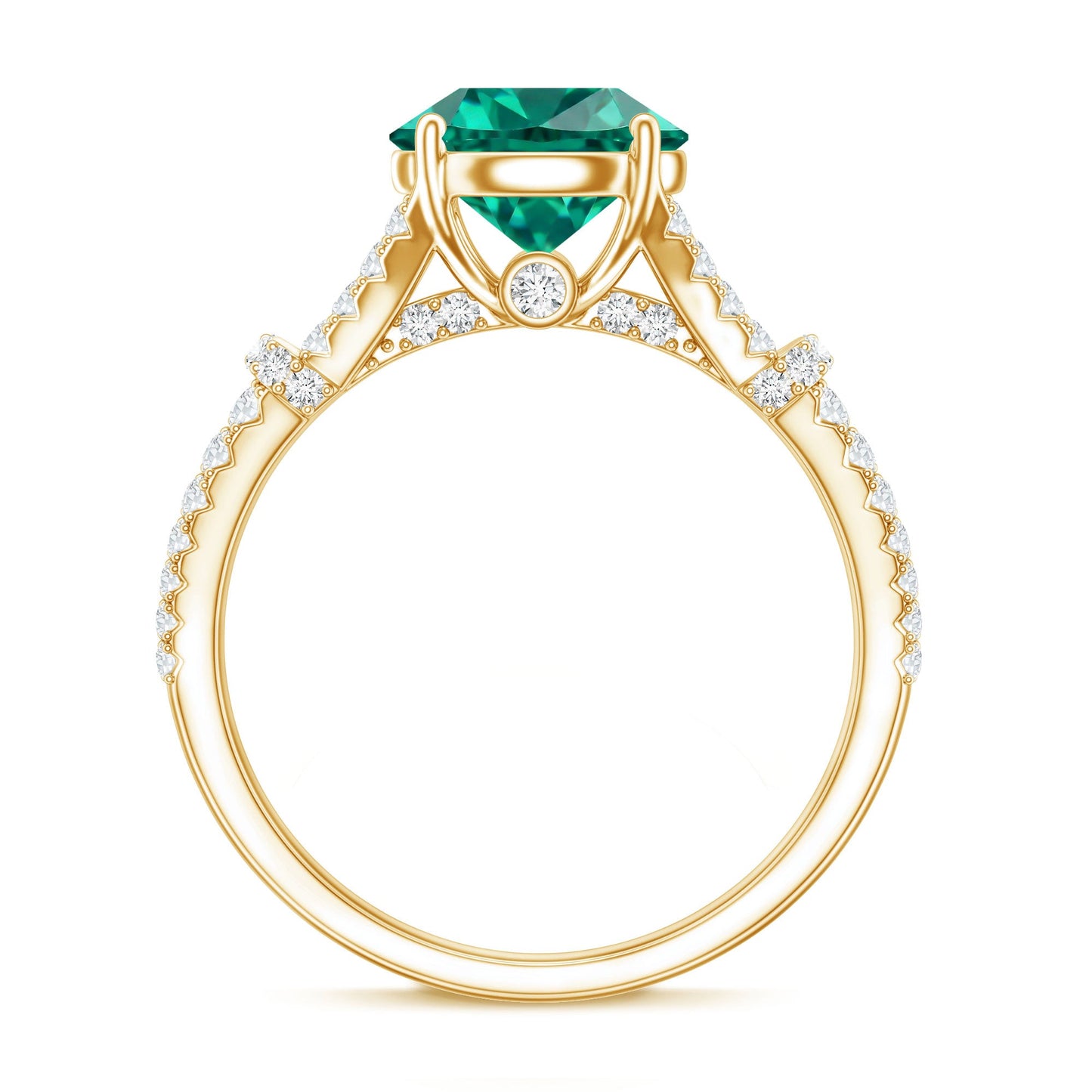 Classic Lab Grown Emerald Diamond Engagement Ring with Split Shank