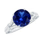 Certified 2.7 Carat Lab Grown Blue Sapphire Engagement Ring with Diamond Split Shank