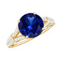 Certified 2.7 Carat Lab Grown Blue Sapphire Engagement Ring with Diamond Split Shank