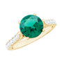 Lab Created Emerald Solitaire Engagement Ring with Diamond Side Stones