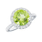 2 Carat Round Peridot Engagement Ring with Diamond Halo