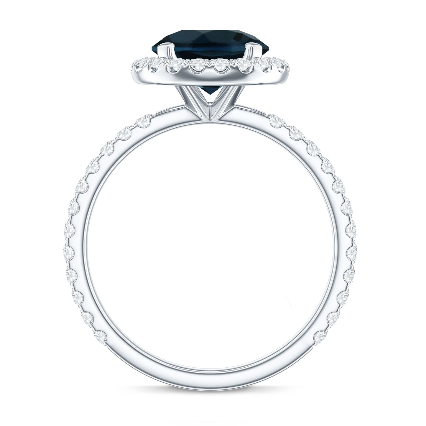 2 Carat London Blue Topaz Classic Engagement Ring with Diamond