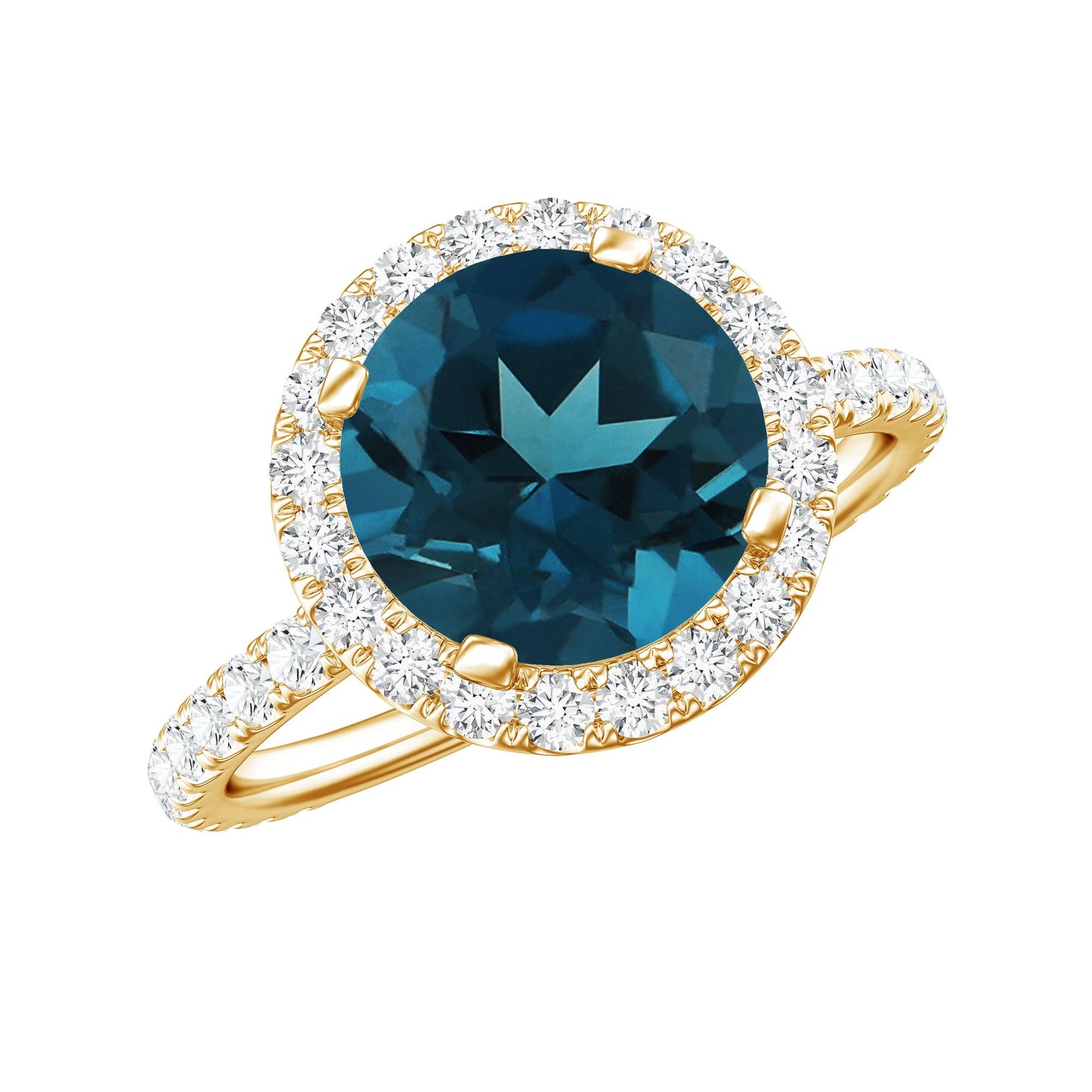 2 Carat London Blue Topaz Classic Engagement Ring with Diamond