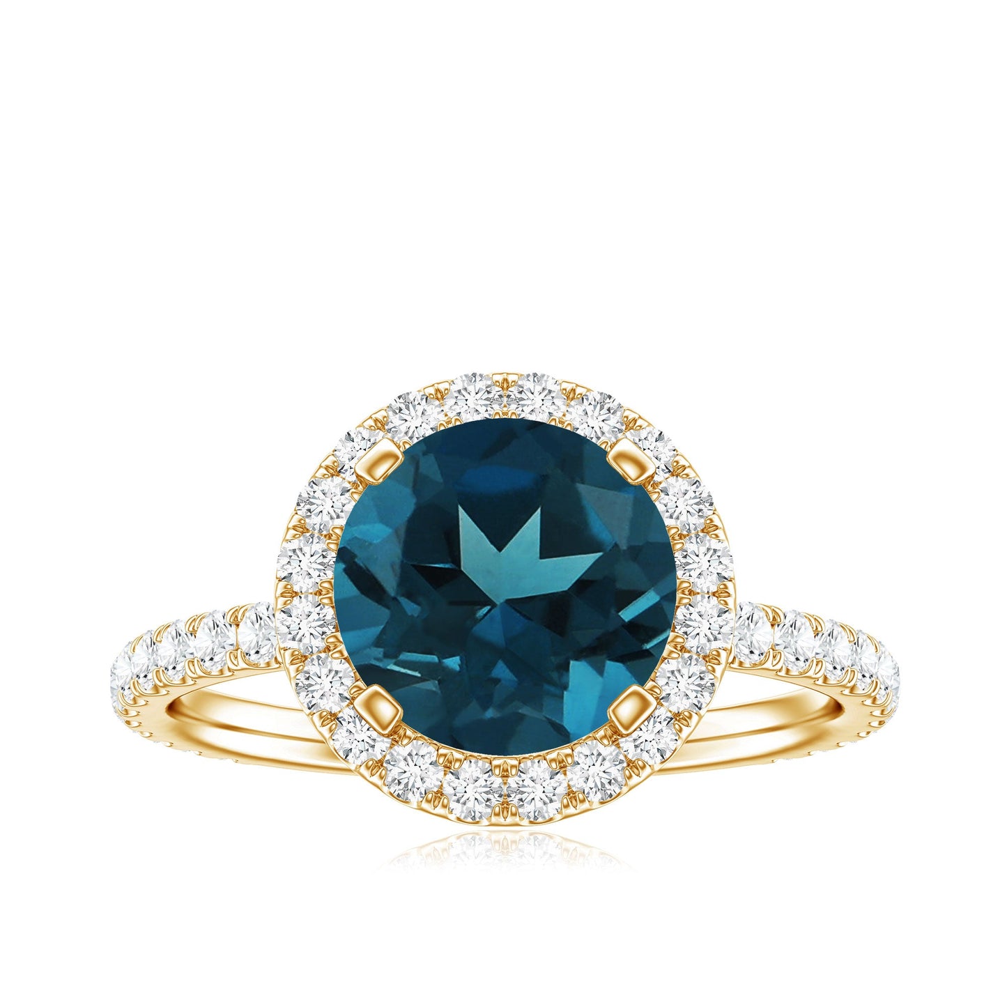 2 Carat London Blue Topaz Classic Engagement Ring with Diamond