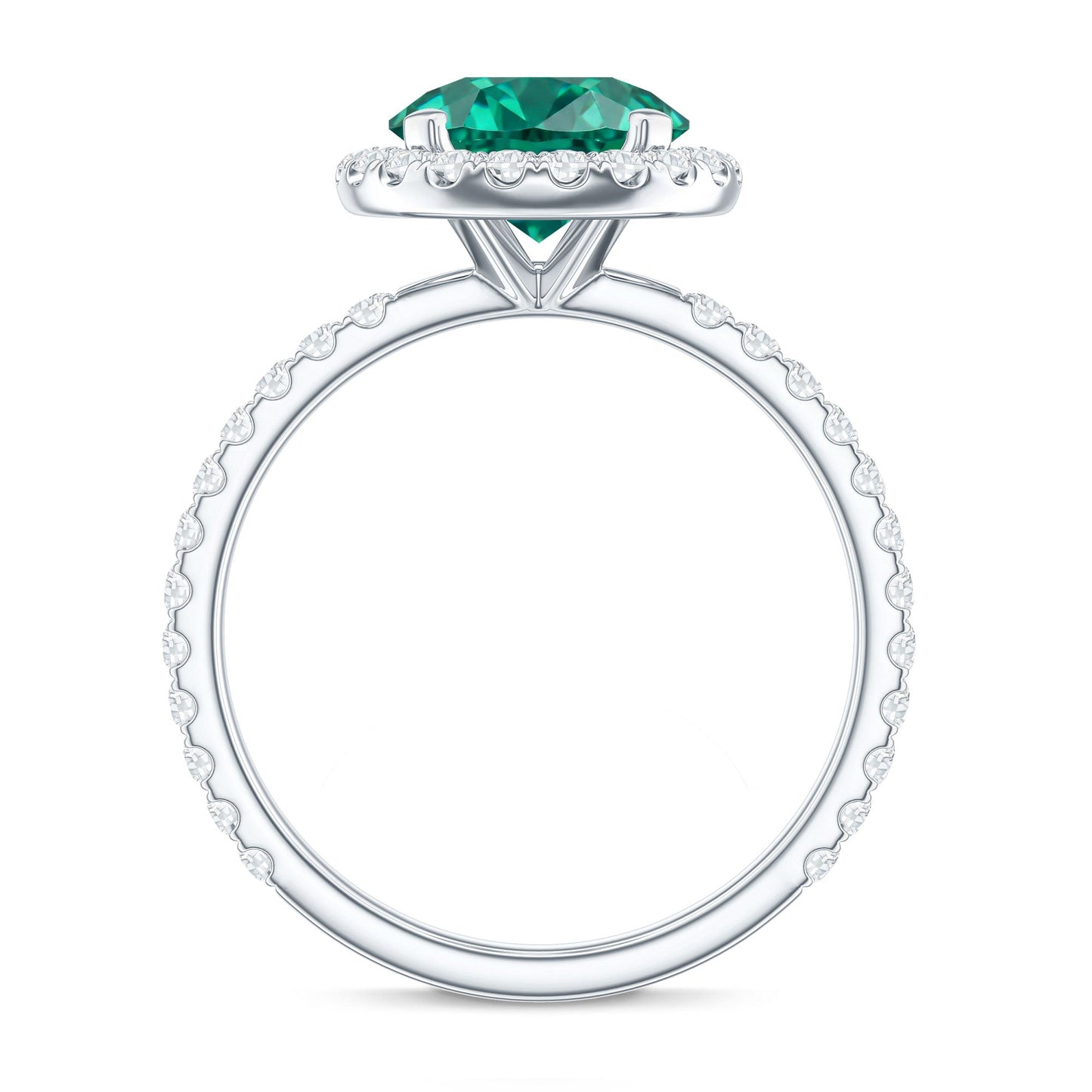 Certified 2 Carat Lab Grown Emerald Classic Engagement Ring with Halo