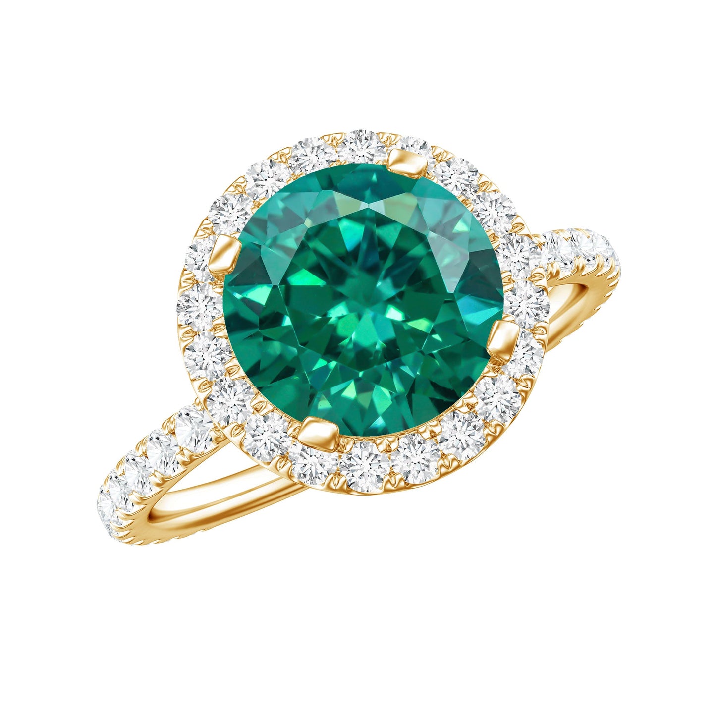 Certified 2 Carat Lab Grown Emerald Classic Engagement Ring with Halo