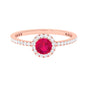 Minimal 0.6 Carat Ruby Engagement Ring with Diamond Halo