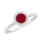 Minimal 0.6 Carat Ruby Engagement Ring with Diamond Halo