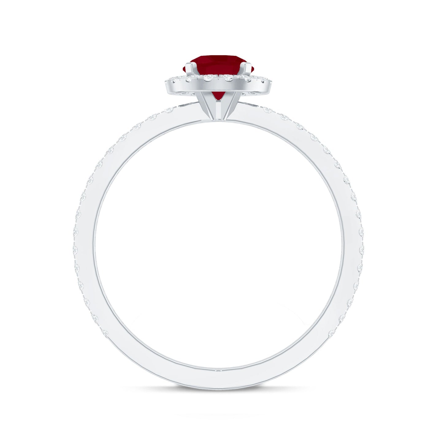 Minimal 0.6 Carat Ruby Engagement Ring with Diamond Halo