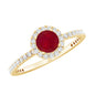 Minimal 0.6 Carat Ruby Engagement Ring with Diamond Halo
